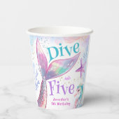 Duik in vijf zeemeermin 5e verjaardag papieren bek papieren bekers (Achterkant)