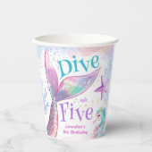 Duik in vijf zeemeermin 5e verjaardag papieren bek papieren bekers (Voorkant)