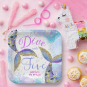 Duik in Vijf Zeemeermin 5e Verjaardag Papieren Bordje (Feest)