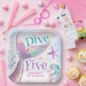 Duik in Vijf Zeemeermin 5e Verjaardag Papieren Bordje (Feest)
