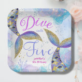 Duik in Vijf Zeemeermin 5e Verjaardag Papieren Bordje