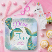 Duik in Vijf Zeemeermin 5e Verjaardag Papieren Bordje (Feest)