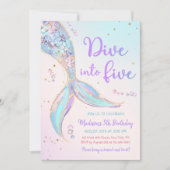 Duik in Vijf Zeemeermin 5e Verjaardagsfeestje Kaart (Voorkant)