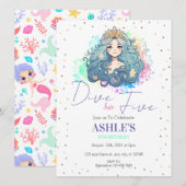 Duik in Vijf Zeemeermin 5e Verjaardagsfeestje Kaart (Voorkant / Achterkant)