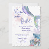 Duik in Vijf Zeemeermin 5e Verjaardagsfeestje Kaart (Voorkant)