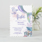 Duik in Vijf Zeemeermin 5e Verjaardagsfeestje Kaart (Staand voorkant)