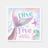 Duik in vijf zeemeermin 5e verjaardagspapier servet (Voorkant)