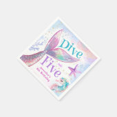 Duik in vijf zeemeermin 5e verjaardagspapier servet (Hoek)