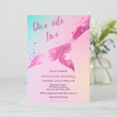 Duik in vijf zeemeermin meisje 5e verjaardag kaart (Staand voorkant)