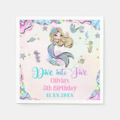 Duik in Vijf Zeemeermin Meisje 5e Verjaardagsfeest Servet (Voorkant)