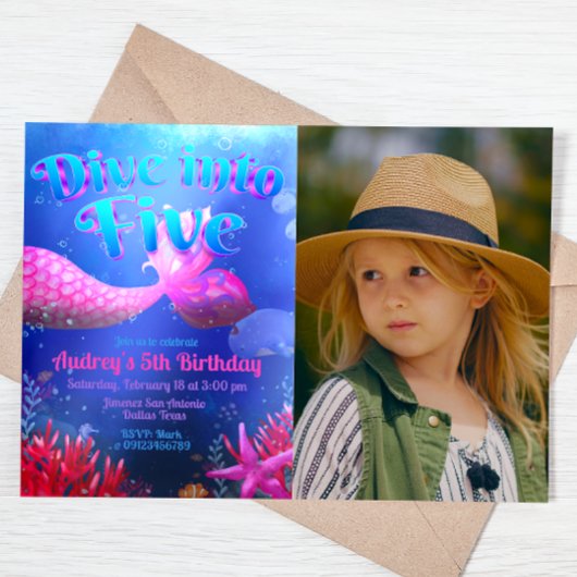 Duik in Vijf - Zeemeermin met fotolandschap Kaart