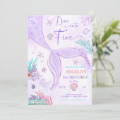 Duik in Vijf Zeemeermin verjaardag Kaart (Staand voorkant)