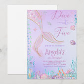 Duik in vijf zeemeermin verjaardagsfeestje kaart (Voorkant / Achterkant)