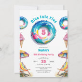 Duik in vijf zomer 5e verjaardagsfeest kaart (Voorkant)