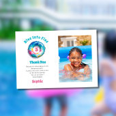 Duik in vijf zomerverjaardagsfeestfoto bedankkaart