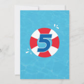 Duik in Vijf Zwembad 5e Verjaardag Uitnodiging (Achterkant)