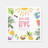 Duik in Vijf Zwembad Verjaardagsfeestje Servet (Voorkant)