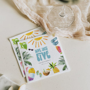 Duik in Vijf Zwembad Verjaardagsfeestje Servet