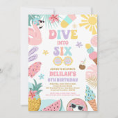 Duik in zes tropische stranden 6e verjaardagsfeest kaart (Voorkant)