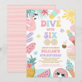 Duik in zes tropische stranden 6e verjaardagsfeest kaart (Voorkant / Achterkant)