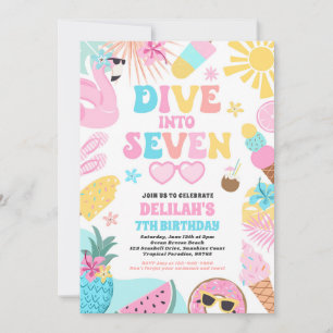 Duik in Zeven Tropisch Strand 7e Verjaardagsfeestj Kaart