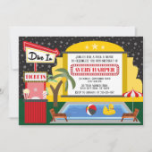 Duik in zwembad en film verjaardagsuitnodiging kaart (Voorkant)