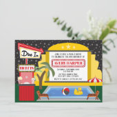 Duik in zwembad en film verjaardagsuitnodiging kaart (Staand voorkant)