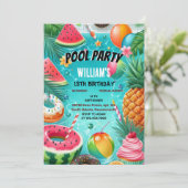 Duik jongen water blauw Cool Pool Party 13e verjaa Kaart (Staand voorkant)