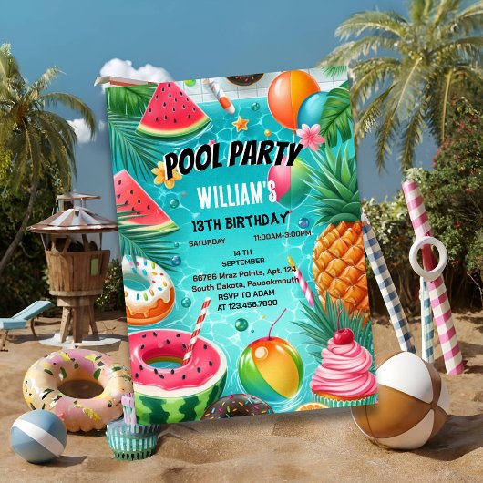 Duik jongen water blauw Cool Pool Party 13e verjaa Kaart