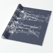 Duik naar beneden. Blauwdruk Cadeaupapier (Uitgerold)