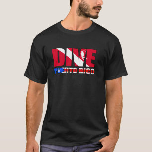 Duik Puerto Rico PR Vlag Scuba Diver Design T-shirt