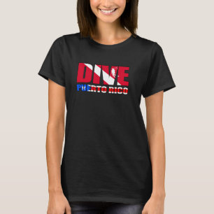 Duik Puerto Rico PR Vlag Scuba Diver Design T-shirt
