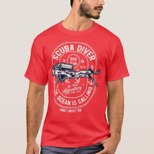 duik van de Retro Diver Veronderd Scuba Duving T-shirt