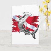 Duik vlag met hammerhead neer haai-duiker kaart (Gele Bloem)