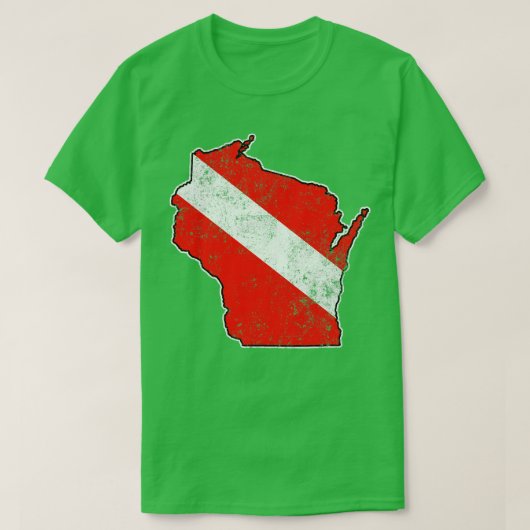  duik Wisconsin Scuba Duiken State Kaart Duiken T-shirt (Design voorkant)