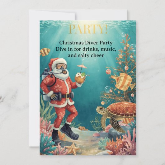 Duikbril Kerstduiker Feestuitnodiging Kaart (Voorkant)