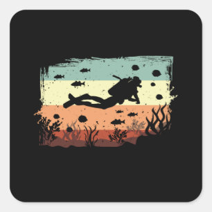 Duiken Duiken Duiken Duiker Retro Grappig Gift Ide Vierkante Sticker