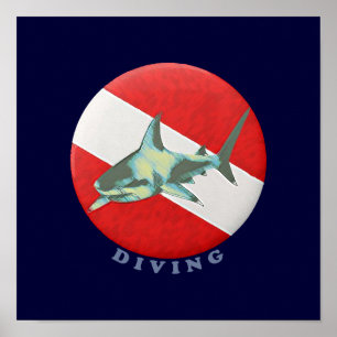 duiken / duiken / haai poster