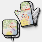 Duiken dunking donut bakken keuken ovenwant & pannenlap set (Voorkant / Achterkant)