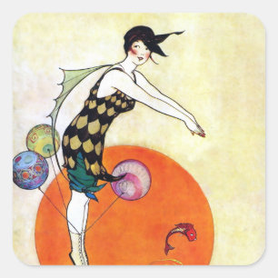 Duiken Flapper Meisje Vierkante Sticker