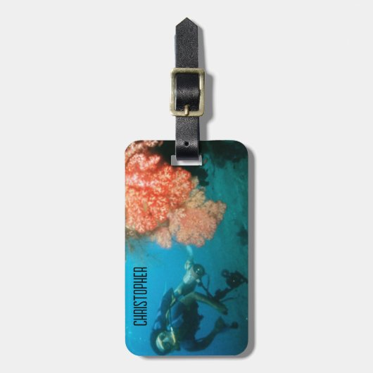 Duiken gepersonaliseerd bagagelabel (Voorkant verticaal)