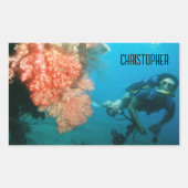 Duiken gepersonaliseerd rechthoekige sticker (Voorkant)