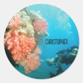 Duiken gepersonaliseerd ronde sticker (Voorkant)