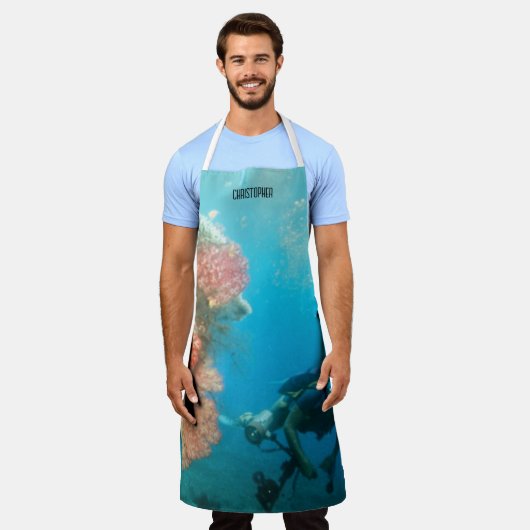 Duiken gepersonaliseerd schort (Gedragen)