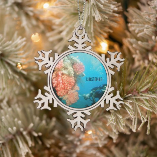 Duiken gepersonaliseerd tin sneeuwvlok ornament (Boom)