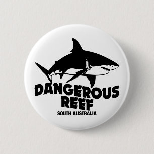 Duiken Grote Witte Haaien - Gevaarlijk Reef Ronde Button 5,7 Cm