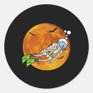 Duiken Halloween Scuba Diver Ronde Sticker