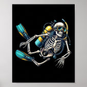 Duiken Halloween Skeleton Scuba Diver Poster (Voorkant)