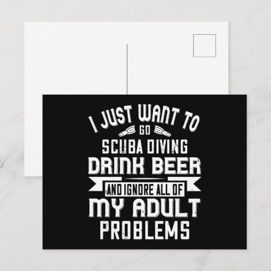 Duiken - Ik wil alleen maar Scuba duiken Briefkaart (Voorkant / Achterkant)