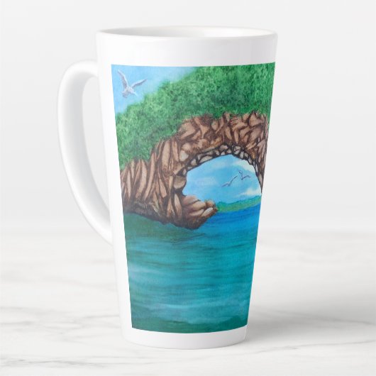 Duiken in het paradijs latte mok (Linkerhoek)